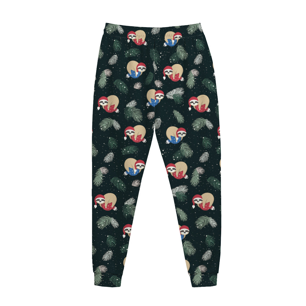 Christmas Sleeping Sloths Pattern Print Jogger Pants