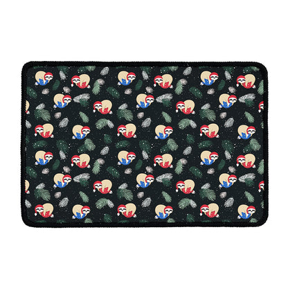 Christmas Sleeping Sloths Pattern Print Kitchen Mat