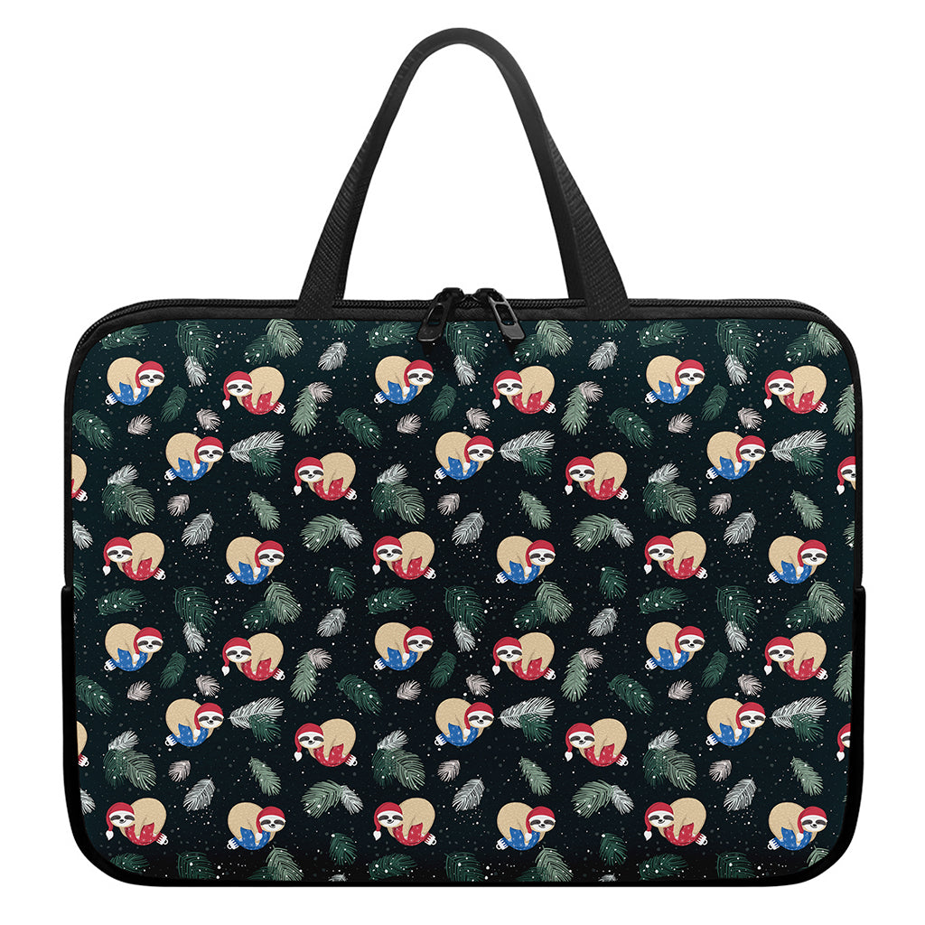 Christmas Sleeping Sloths Pattern Print Laptop Sleeve With Handle