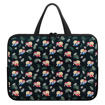 Christmas Sleeping Sloths Pattern Print Laptop Sleeve With Handle