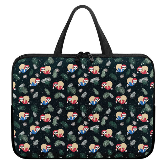 Christmas Sleeping Sloths Pattern Print Laptop Sleeve With Handle