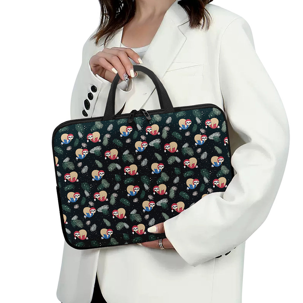Christmas Sleeping Sloths Pattern Print Laptop Sleeve With Handle