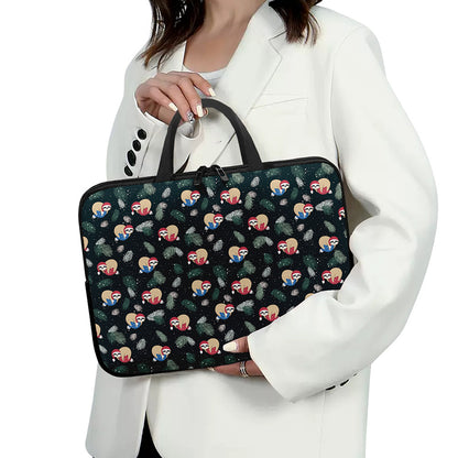 Christmas Sleeping Sloths Pattern Print Laptop Sleeve With Handle