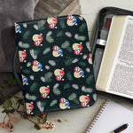 Christmas Sleeping Sloths Pattern Print Leather Bible Cover