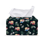 Christmas Sleeping Sloths Pattern Print Leather Tissue Box Cover