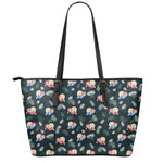 Christmas Sleeping Sloths Pattern Print Leather Tote Bag