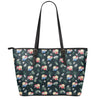 Christmas Sleeping Sloths Pattern Print Leather Tote Bag