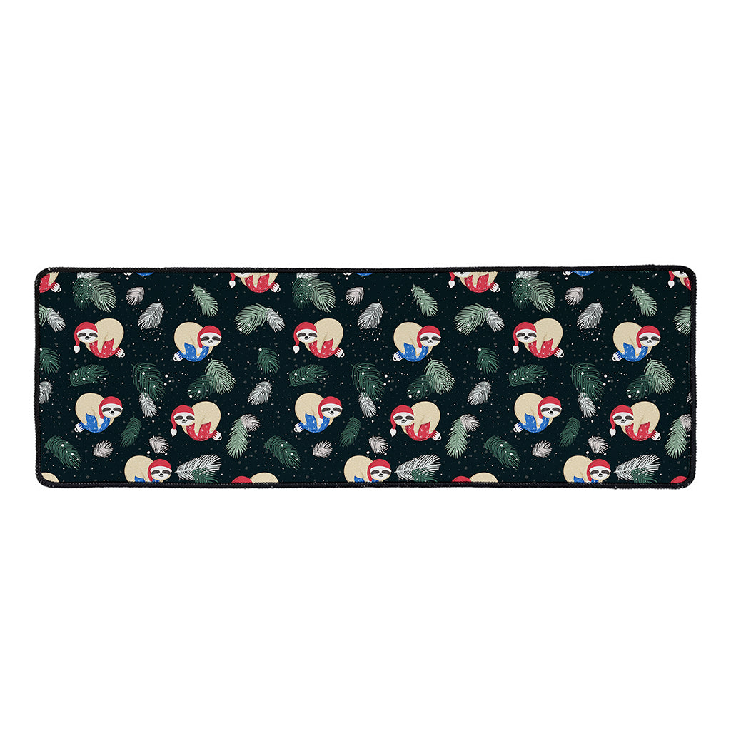 Christmas Sleeping Sloths Pattern Print Long Kitchen Mat