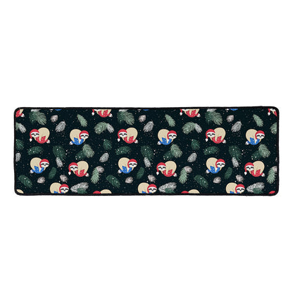 Christmas Sleeping Sloths Pattern Print Long Kitchen Mat