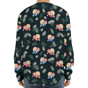 Christmas Sleeping Sloths Pattern Print Long Sleeve Baseball Jersey