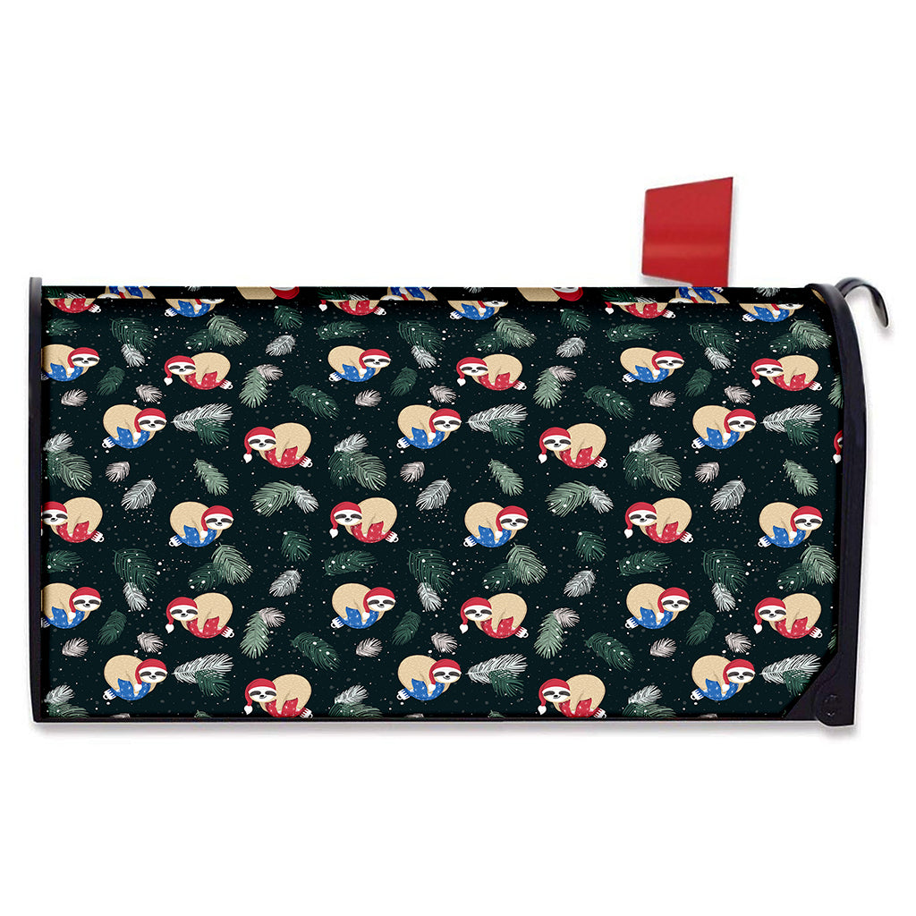 Christmas Sleeping Sloths Pattern Print Mailbox Cover
