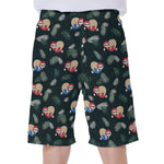 Christmas Sleeping Sloths Pattern Print Men's Beach Shorts