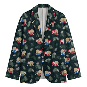 Christmas Sleeping Sloths Pattern Print Men's Blazer