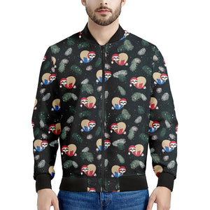 Christmas Sleeping Sloths Pattern Print Men's Bomber Jacket