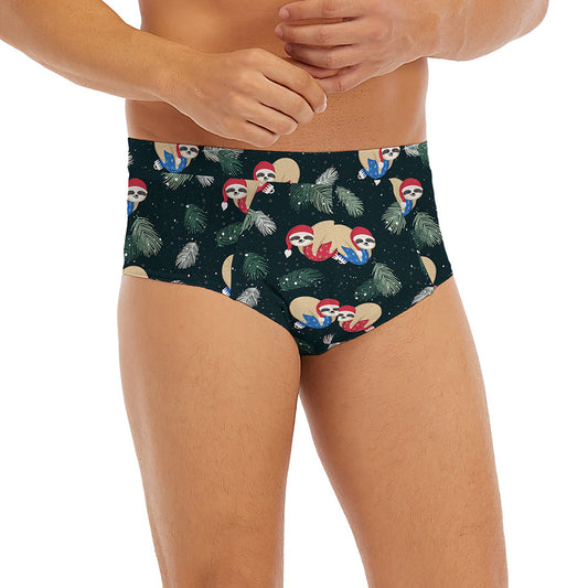 Christmas Sleeping Sloths Pattern Print Men's Briefs