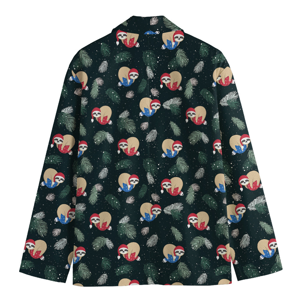 Christmas Sleeping Sloths Pattern Print Men's Cotton Blazer