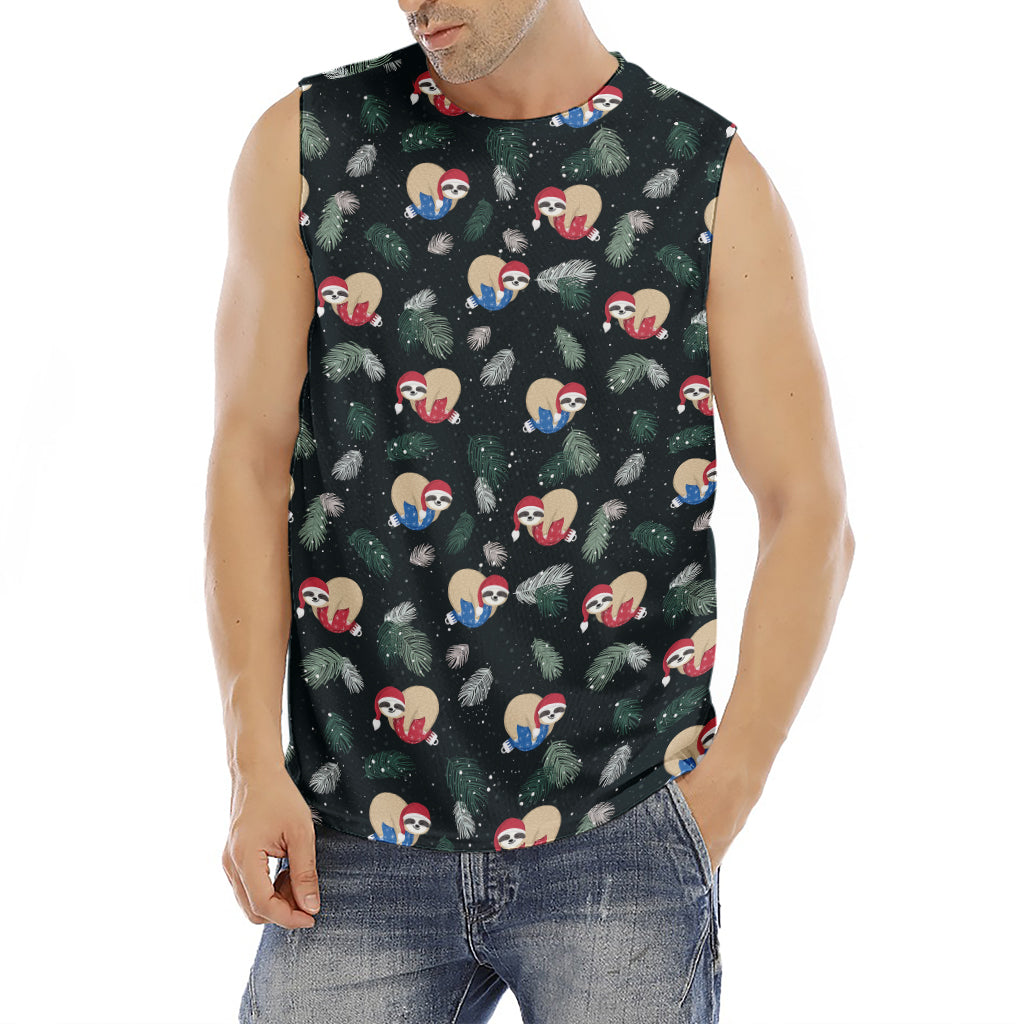 Christmas Sleeping Sloths Pattern Print Men's Fitness Tank Top