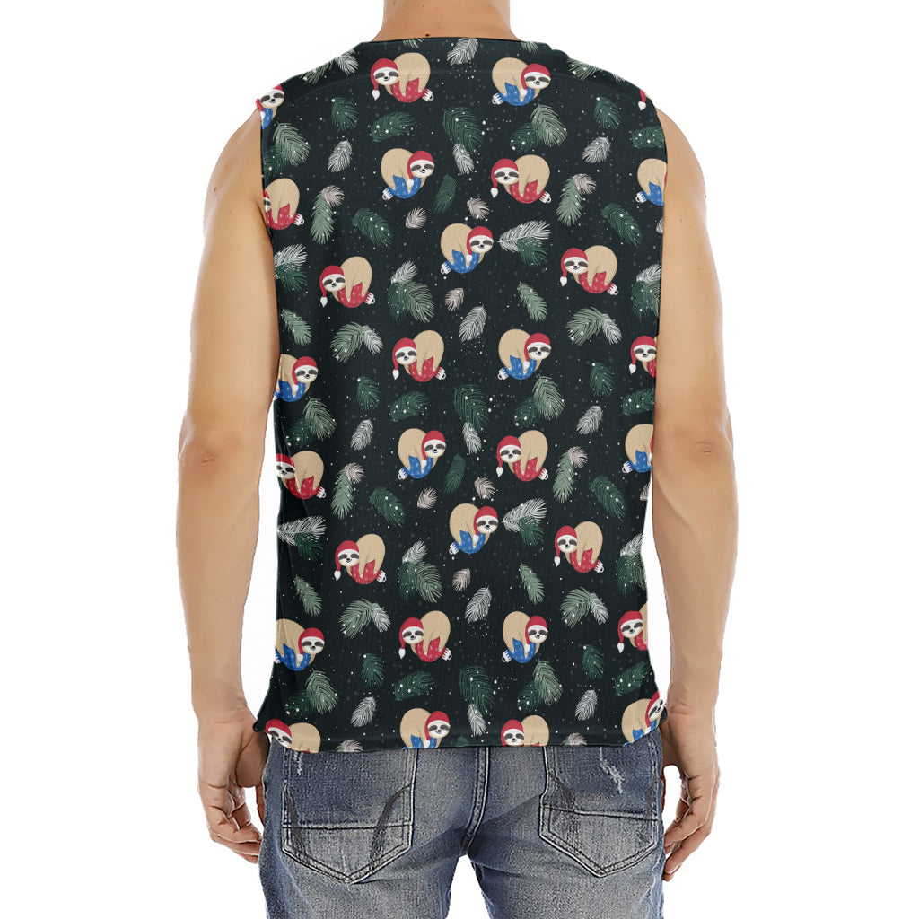 Christmas Sleeping Sloths Pattern Print Men's Fitness Tank Top