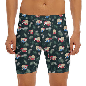 Christmas Sleeping Sloths Pattern Print Men's Long Boxer Briefs