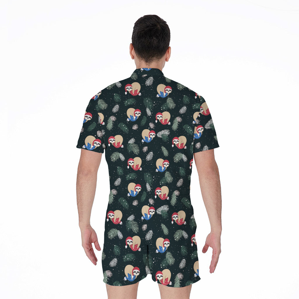 Christmas Sleeping Sloths Pattern Print Men's Rompers