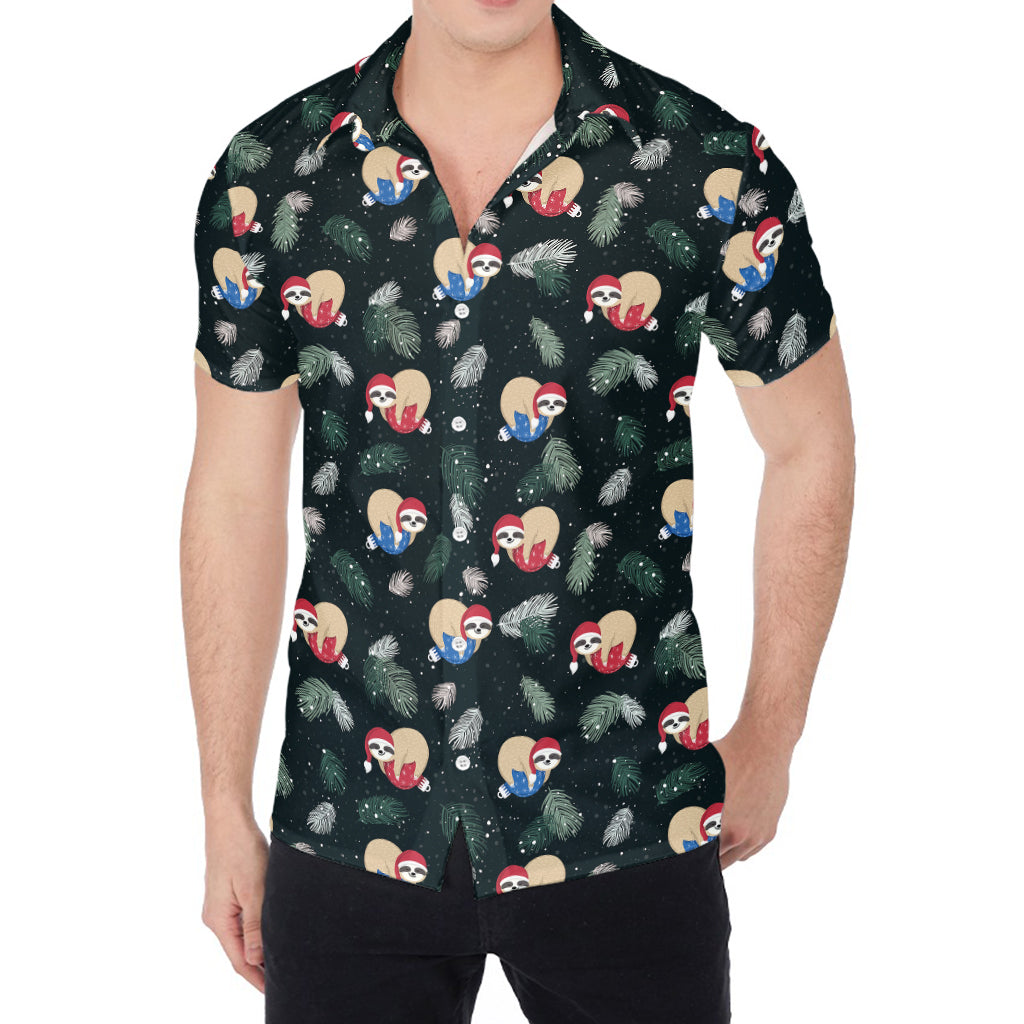 Christmas Sleeping Sloths Pattern Print Men's Shirt