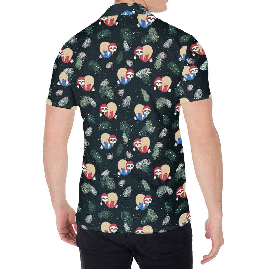 Christmas Sleeping Sloths Pattern Print Men's Shirt