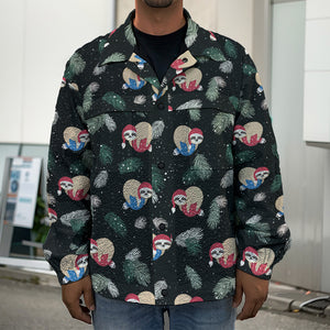 Christmas Sleeping Sloths Pattern Print Men's Shirt Jacket