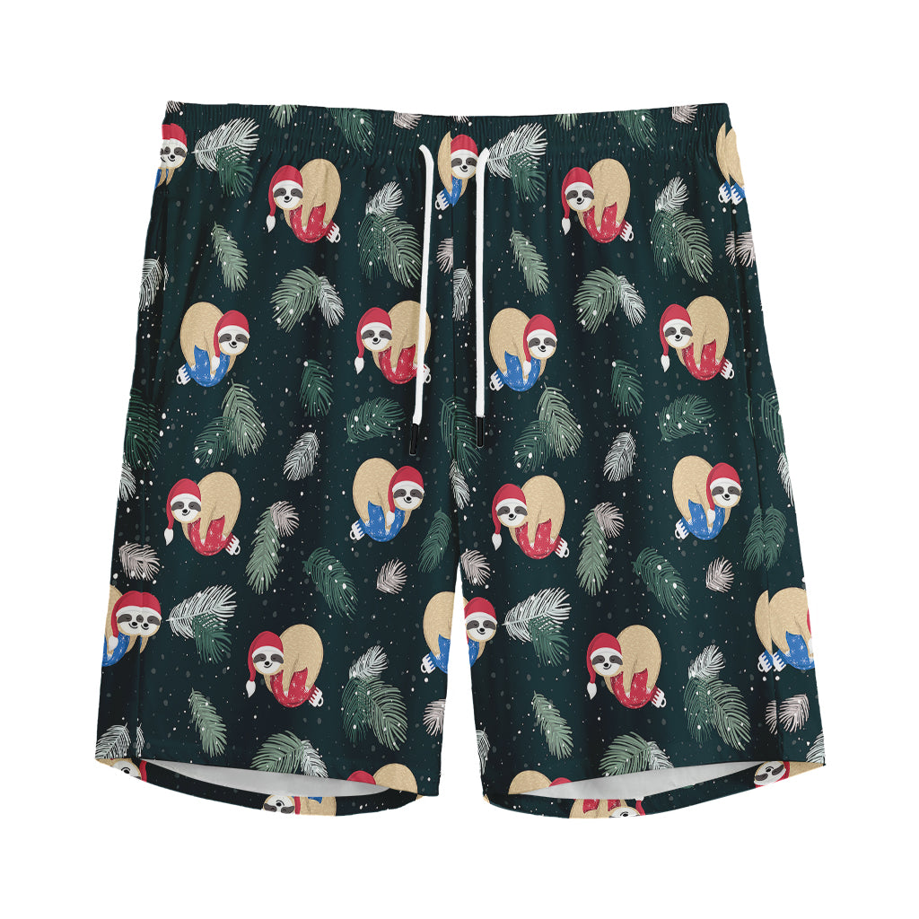 Christmas Sleeping Sloths Pattern Print Men's Sports Shorts