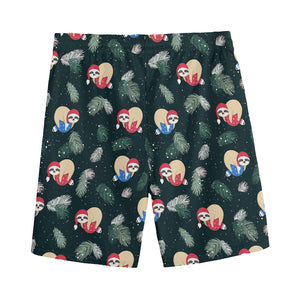 Christmas Sleeping Sloths Pattern Print Men's Sports Shorts