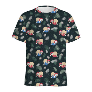 Christmas Sleeping Sloths Pattern Print Men's Sports T-Shirt