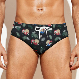 Christmas Sleeping Sloths Pattern Print Men's Swim Briefs