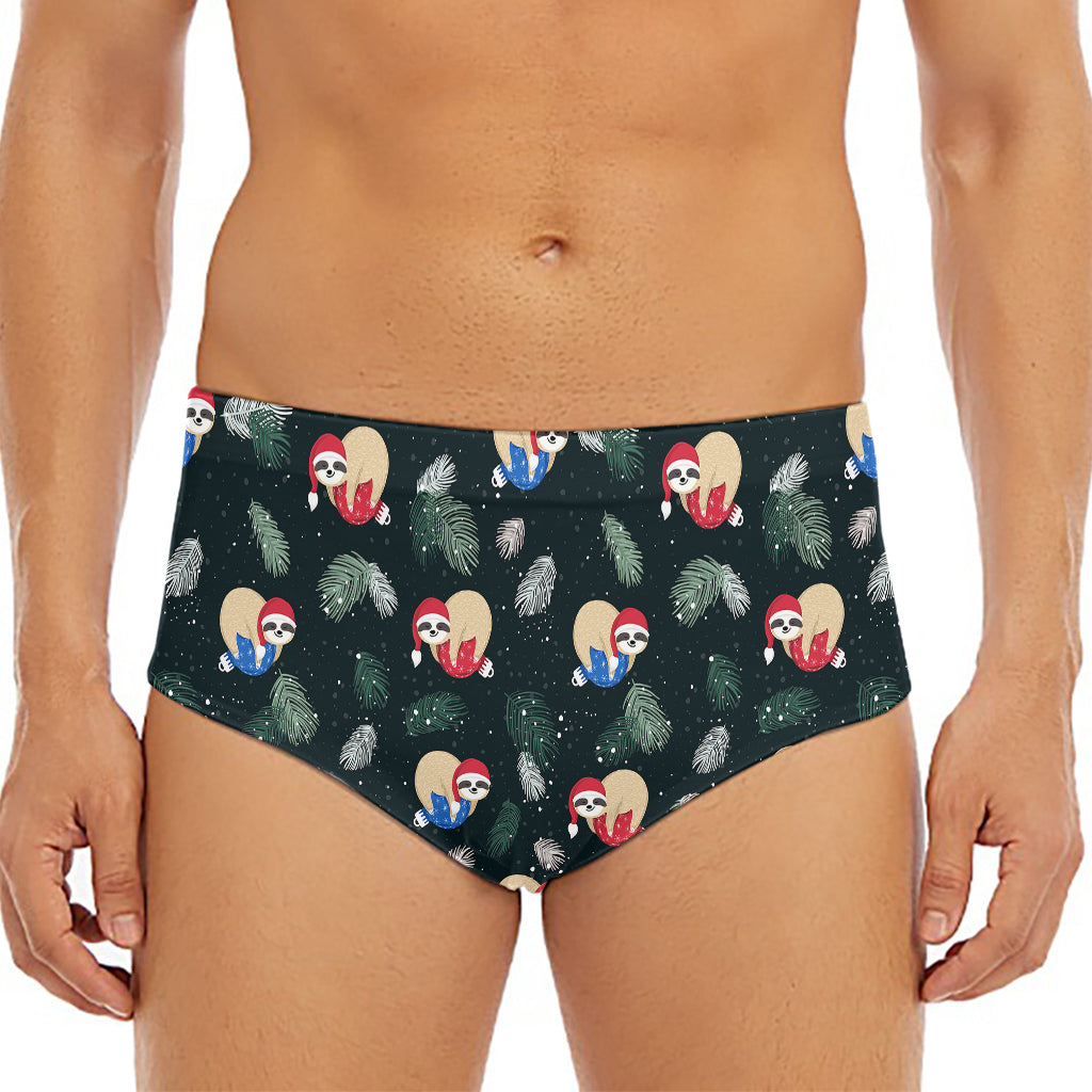 Christmas Sleeping Sloths Pattern Print Men's Triangle Swim Briefs
