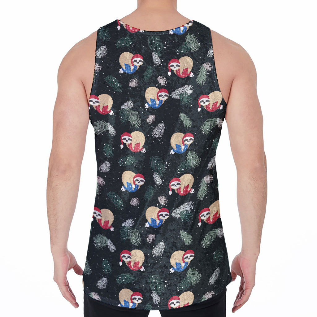 Christmas Sleeping Sloths Pattern Print Men's Velvet Tank Top