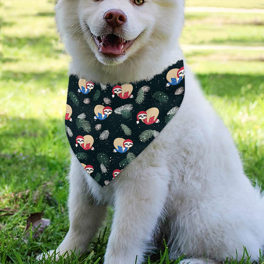Christmas Sleeping Sloths Pattern Print Over The Collar Dog Bandana