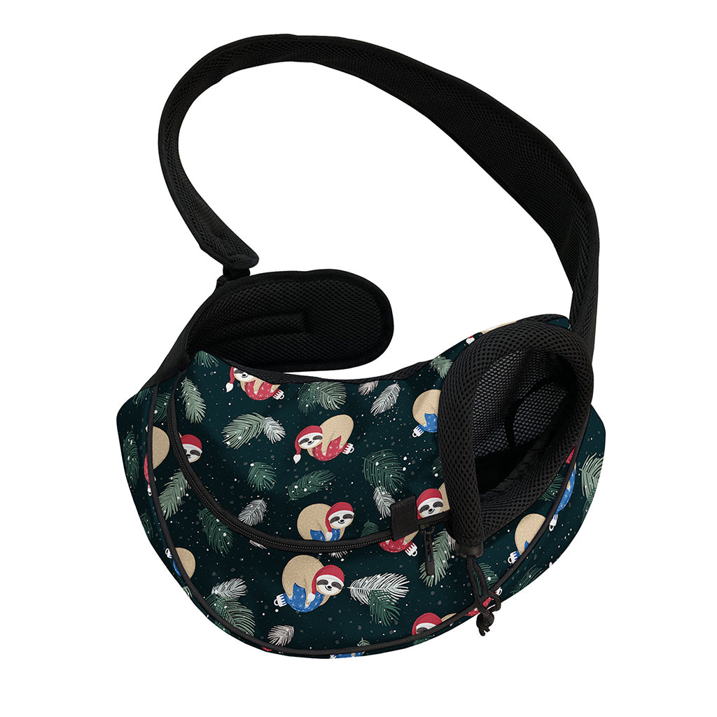 Christmas Sleeping Sloths Pattern Print Pet Sling Carrier