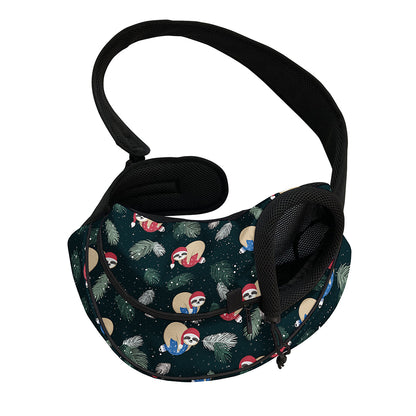 Christmas Sleeping Sloths Pattern Print Pet Sling Carrier