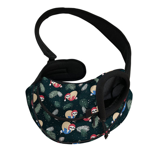 Christmas Sleeping Sloths Pattern Print Pet Sling Carrier