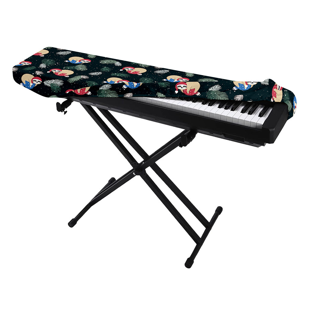 Christmas Sleeping Sloths Pattern Print Piano Keyboard Cover