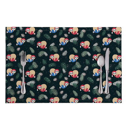 Christmas Sleeping Sloths Pattern Print Placemat