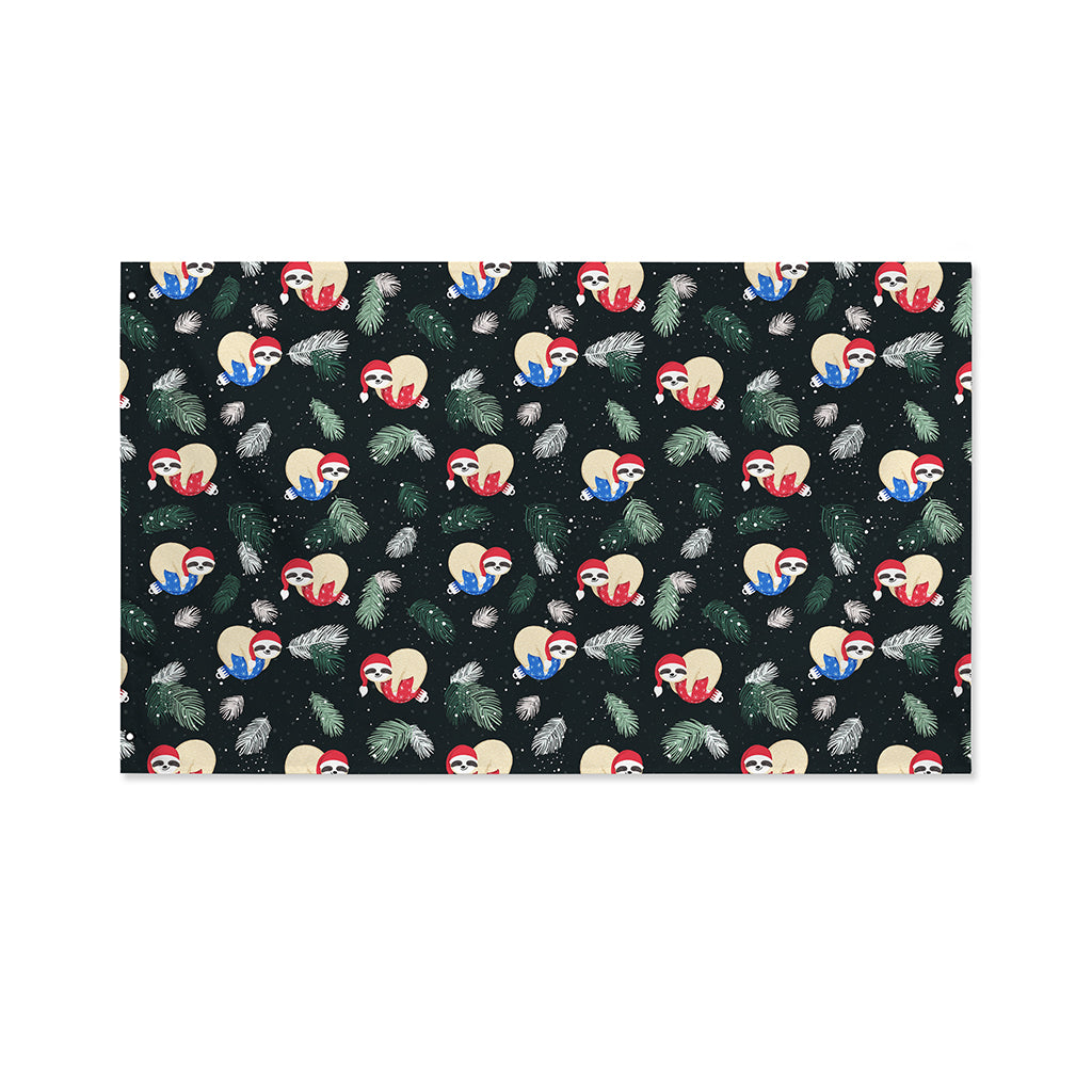 Christmas Sleeping Sloths Pattern Print Polyester Flag
