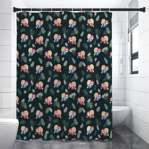 Christmas Sleeping Sloths Pattern Print Premium Shower Curtain