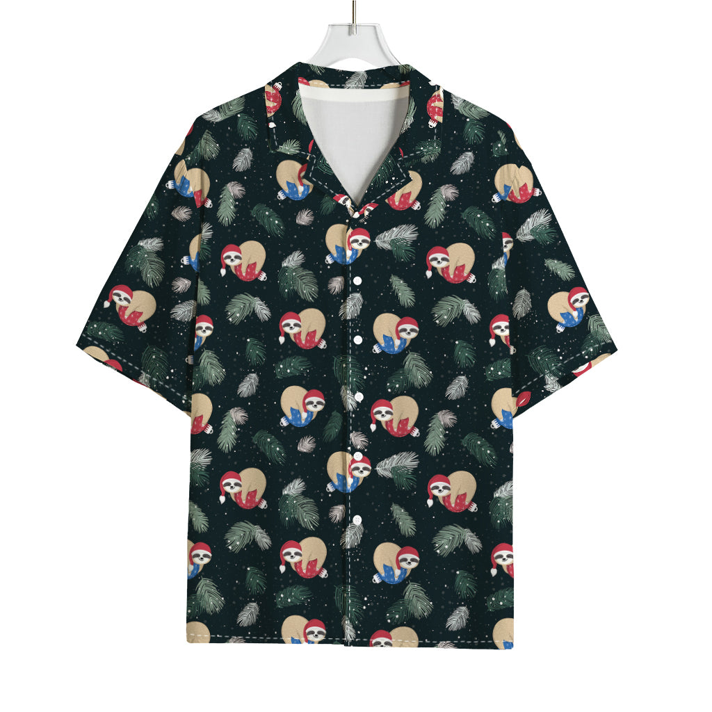 Christmas Sleeping Sloths Pattern Print Rayon Hawaiian Shirt