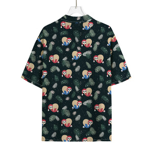 Christmas Sleeping Sloths Pattern Print Rayon Hawaiian Shirt