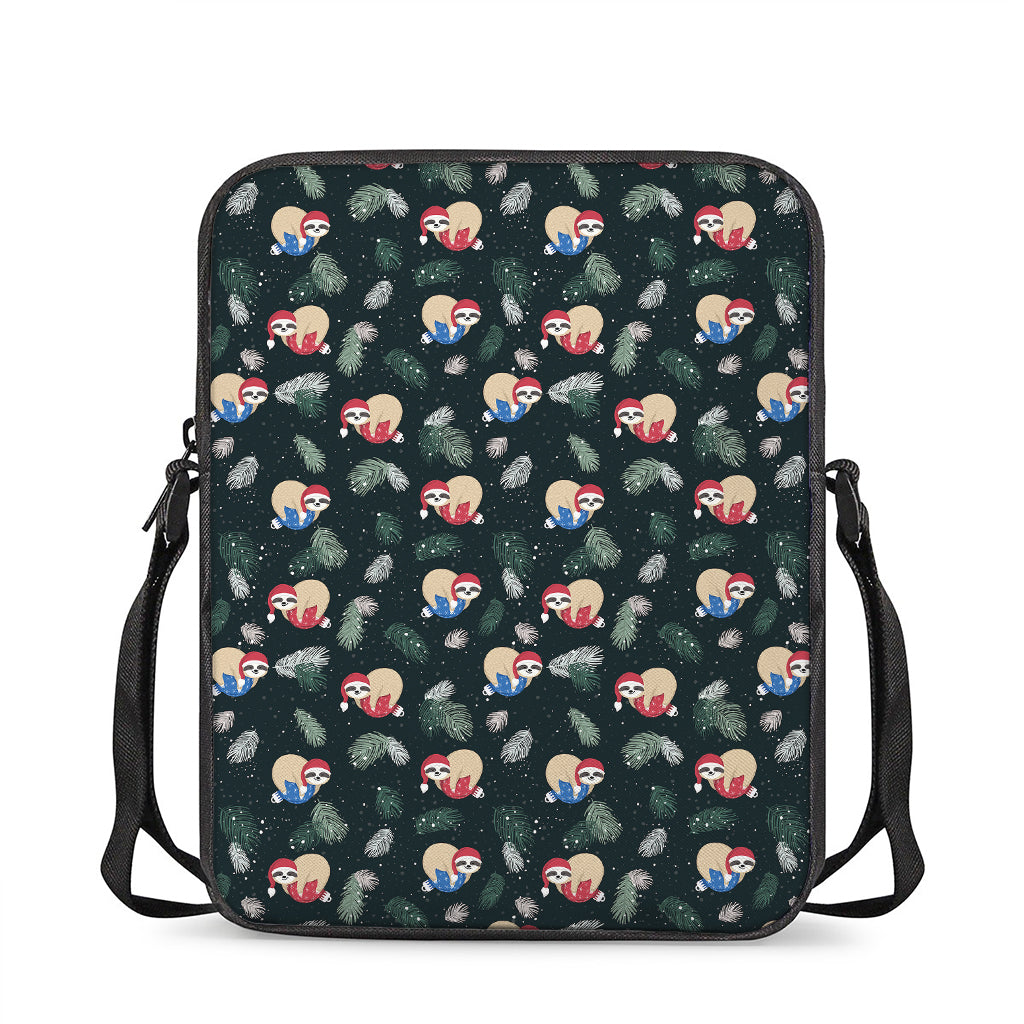 Christmas Sleeping Sloths Pattern Print Rectangular Crossbody Bag