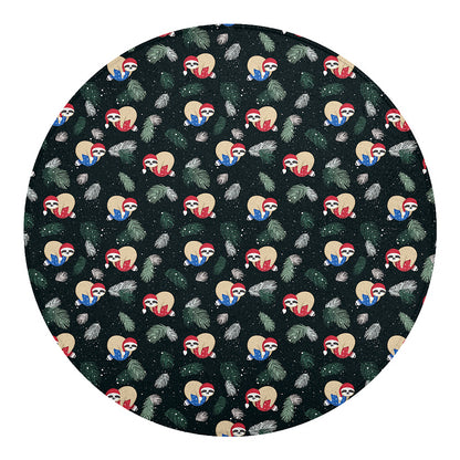 Christmas Sleeping Sloths Pattern Print Round Blanket