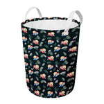 Christmas Sleeping Sloths Pattern Print Round Laundry Basket