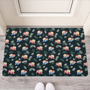 Christmas Sleeping Sloths Pattern Print Rubber Doormat