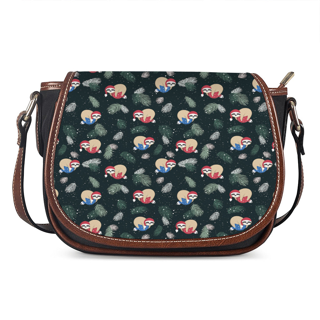 Christmas Sleeping Sloths Pattern Print Saddle Bag