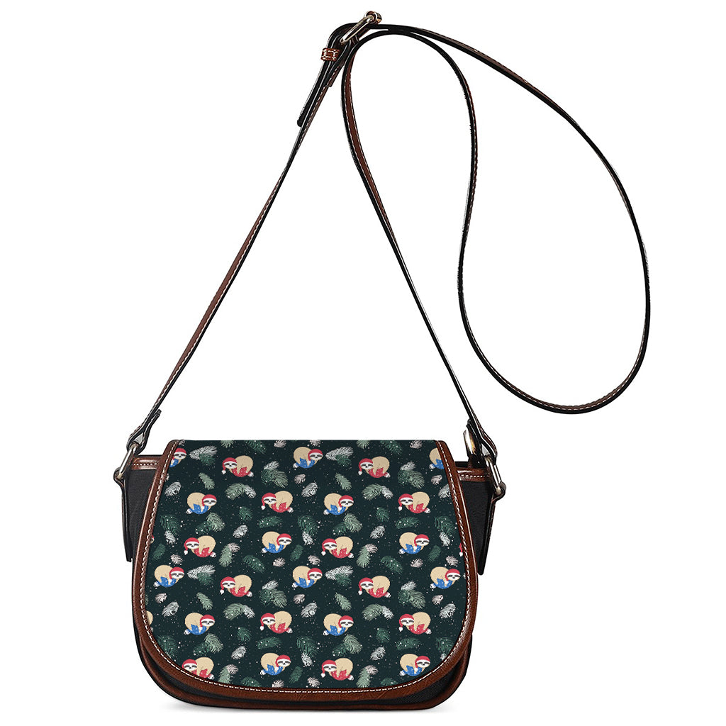 Christmas Sleeping Sloths Pattern Print Saddle Bag