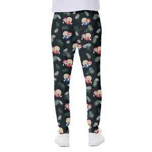 Christmas Sleeping Sloths Pattern Print Scuba Joggers